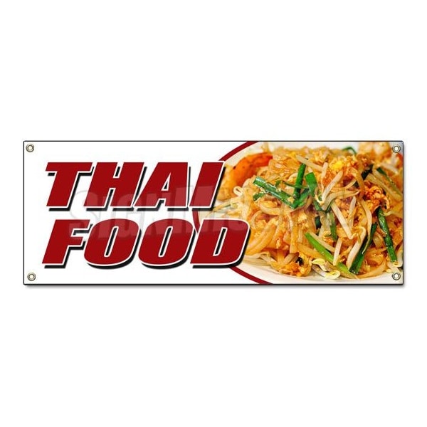THAI FOOD BANNER SIGN pad thai sushi satay curry spring rolls tofu take